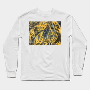 Leaves 23 Mixed Media - Ink on Acrylic Monoprint Long Sleeve T-Shirt